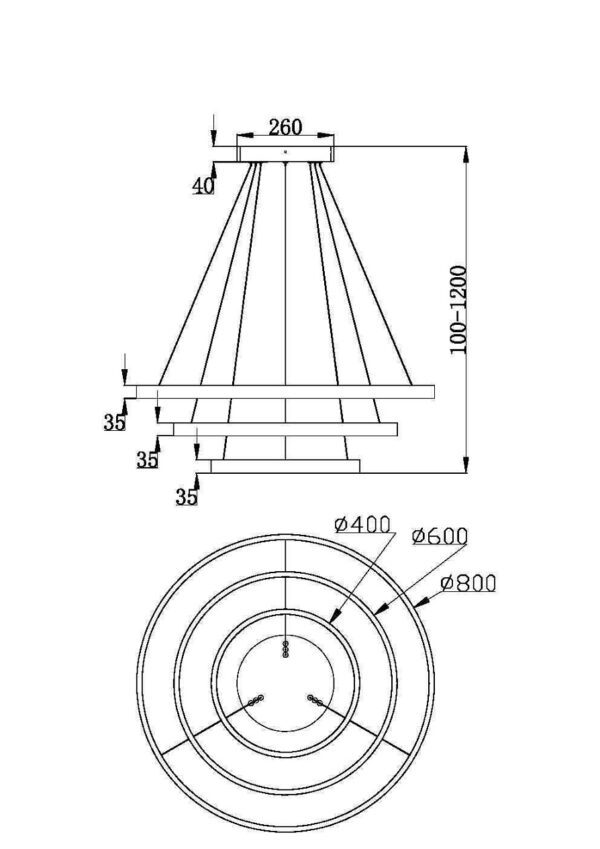 Rippvalgusti Rim MOD058PL-L100BS3K/MOD058A-03BS