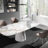 1135 mesa comedor marmol acero blanco dining table bA2