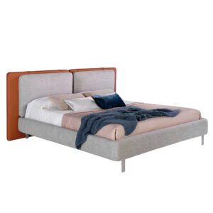 7123 cama moderna tela gris polipiel marron acero bed angel cerda 1