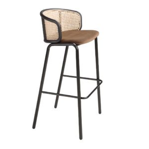 4128 taburete terciopelo marron acero negro stool angel cerda 1P