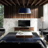 Mueble tv stand tapa porcelanico madera DM nogal diseno moderno 3083 315 F Angel Cerda 002