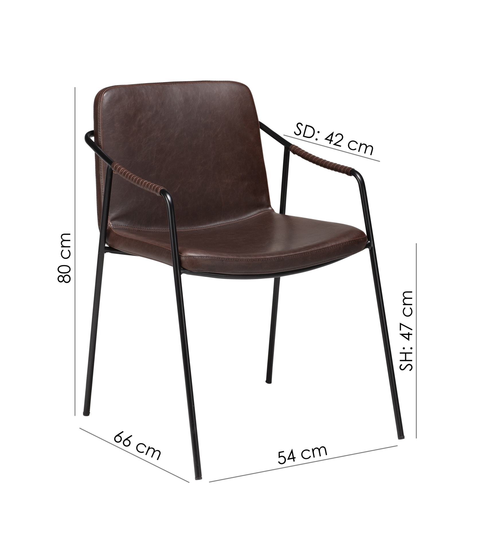 boto chair vintage cocoa art leather with black metal legs 100310304 15 measurements 1.png