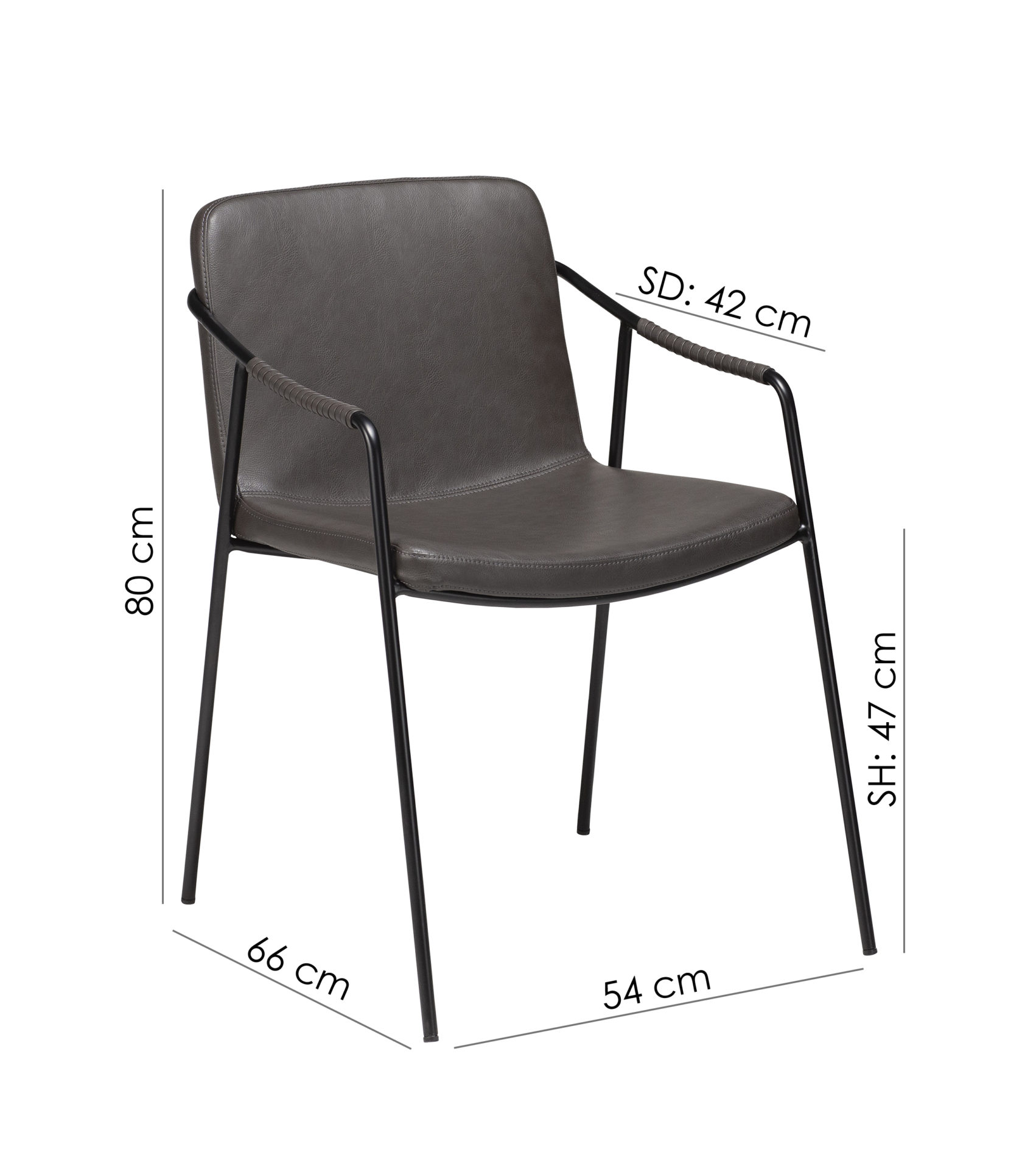 boto chair vintage grey art leather with black metal legs 100310302 15 measurements.png