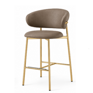 Taupe Leather Bar Stool Pair Copy