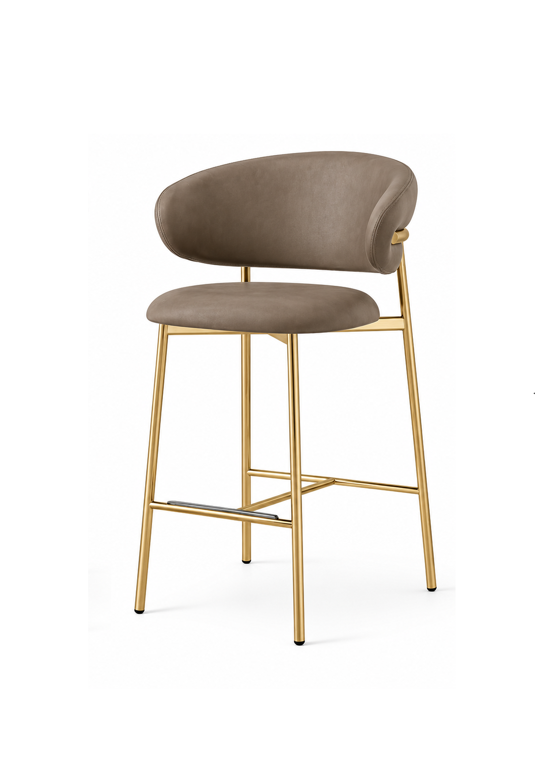 Taupe Leather Bar Stool Pair Copy